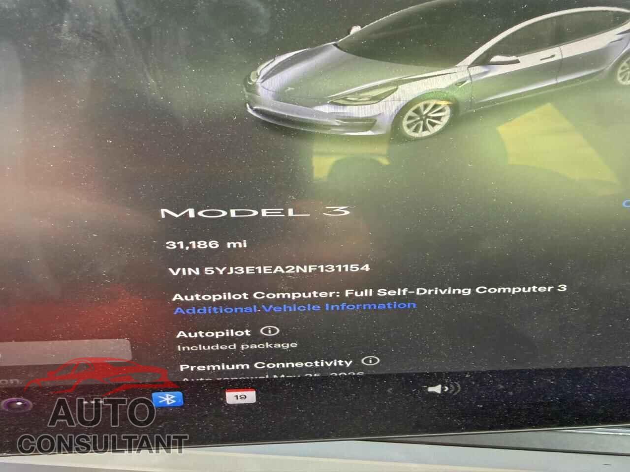TESLA MODEL 3 2022 - 5YJ3E1EA2NF131154