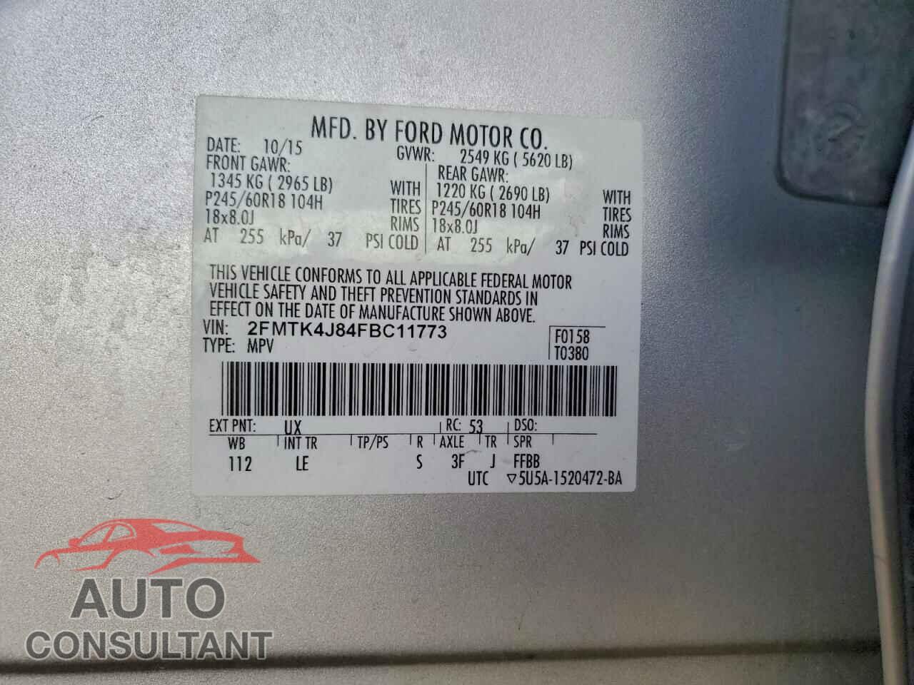 FORD EDGE 2015 - 2FMTK4J84FBC11773