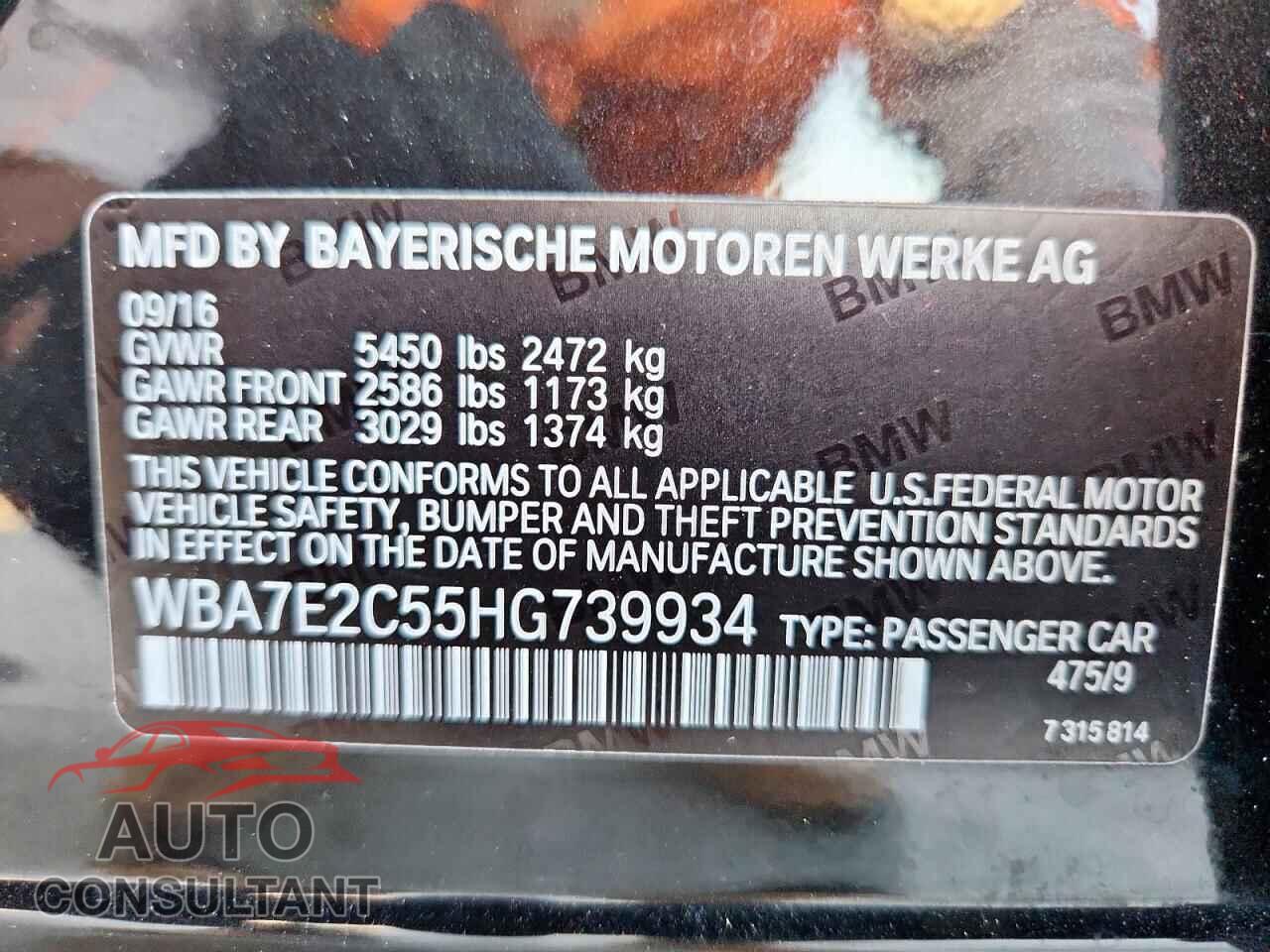 BMW 7 SERIES 2017 - WBA7E2C55HG739934