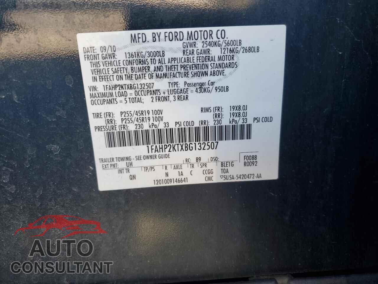 FORD TAURUS 2011 - 1FAHP2KTXBG132507