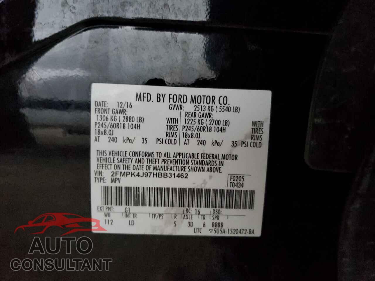 FORD EDGE 2017 - 2FMPK4J97HBB31462