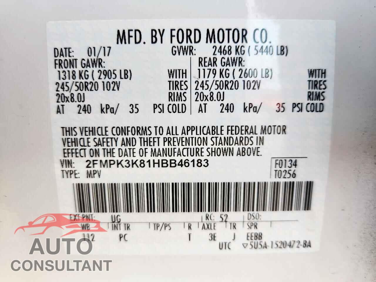 FORD EDGE 2017 - 2FMPK3K81HBB46183