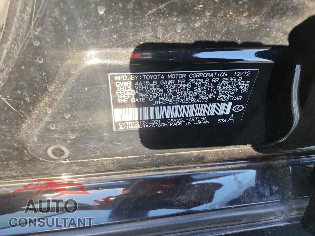 LEXUS IS 2013 - JTHCF5C27D5062573