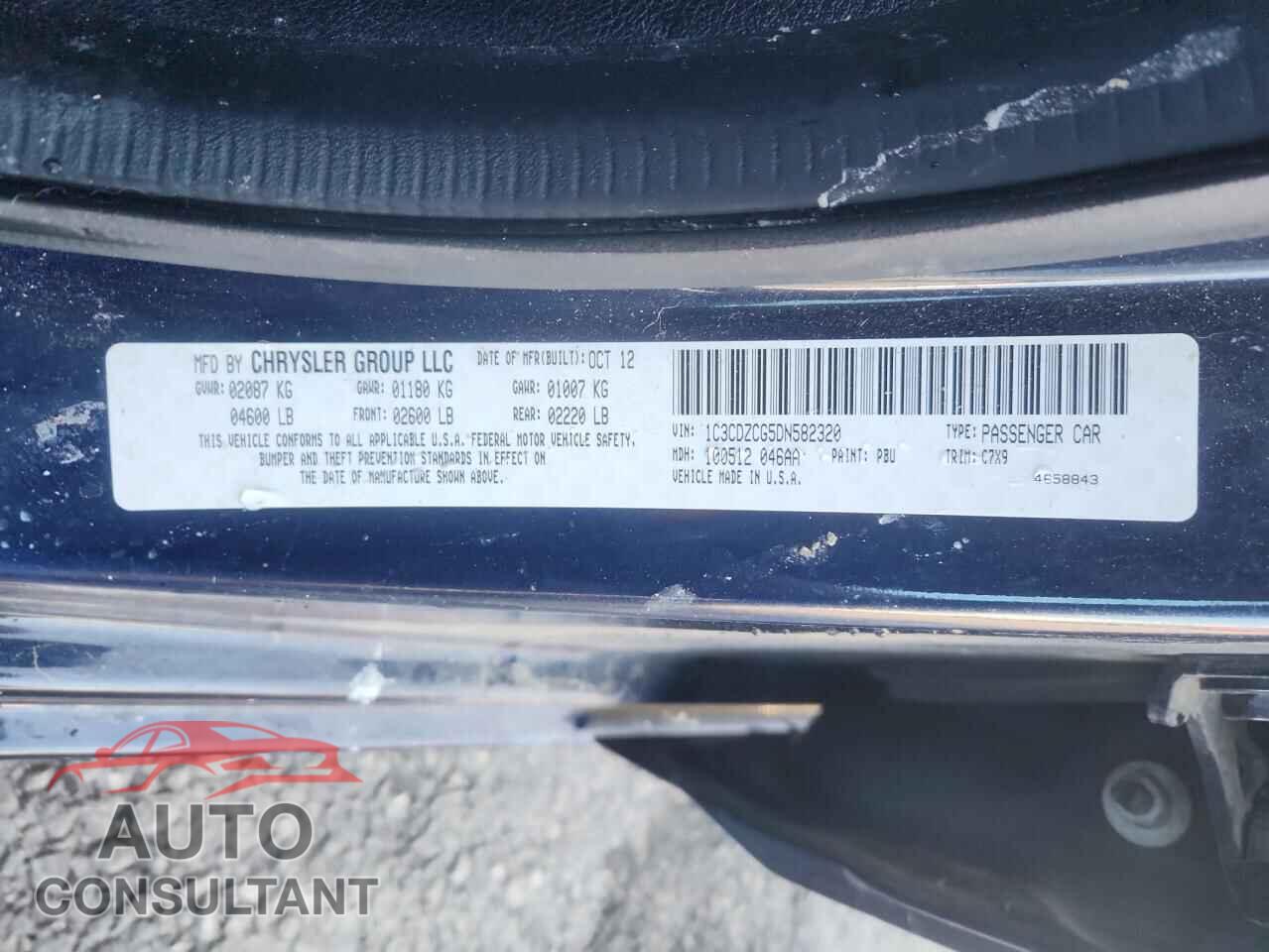 DODGE AVENGER 2013 - 1C3CDZCG5DN582320