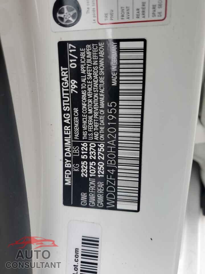 MERCEDES-BENZ E-CLASS 2017 - WDDZF4JB0HA201955