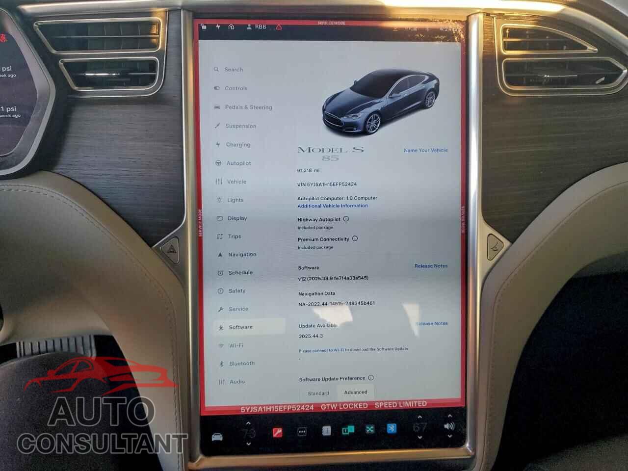 TESLA MODEL S 2014 - 5YJSA1H15EFP52424