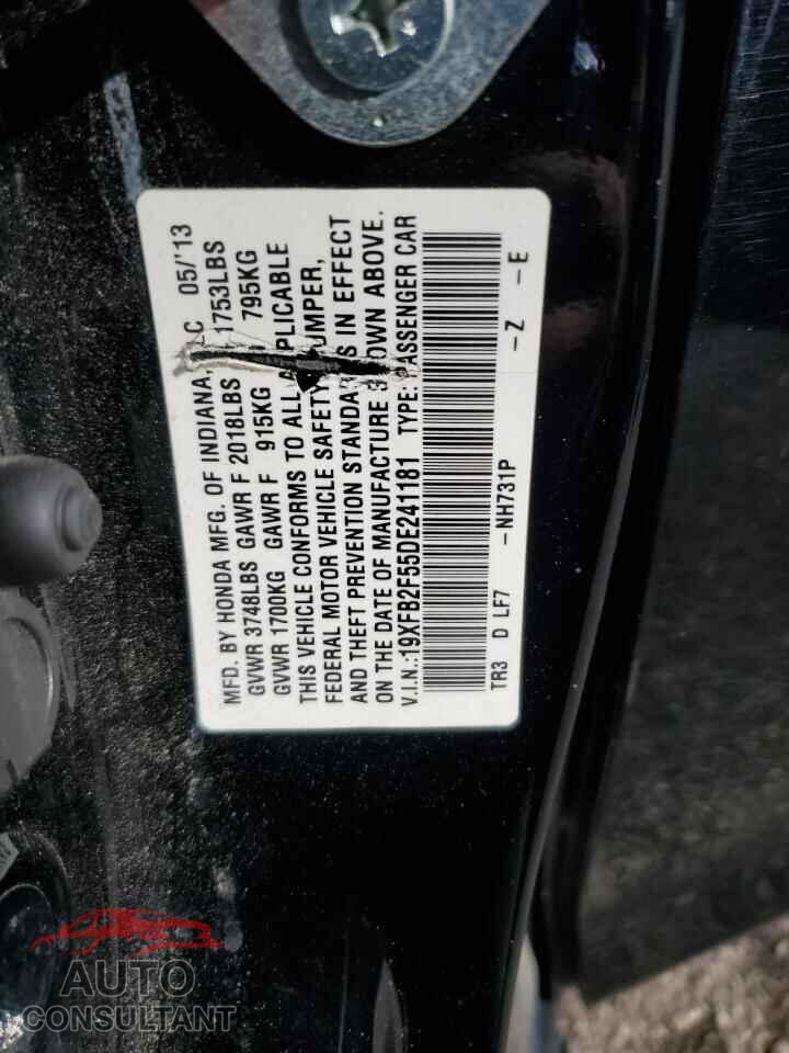 HONDA CIVIC 2013 - 19XFB2F55DE241181