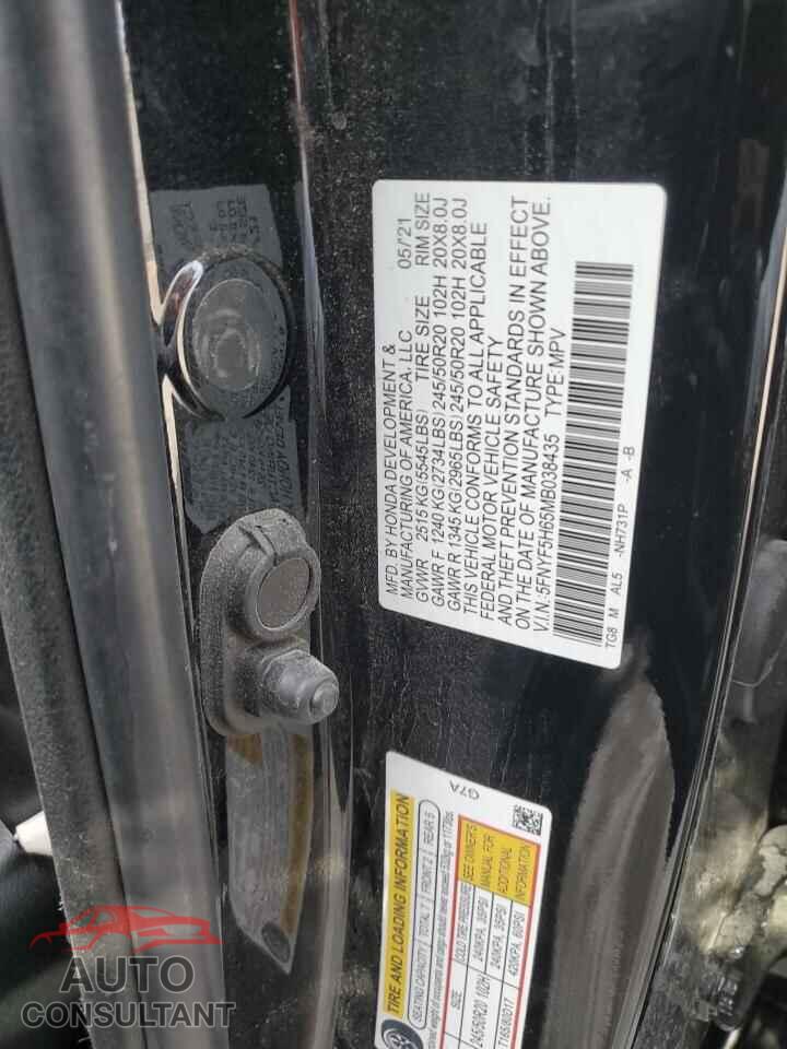 HONDA PILOT 2021 - 5FNYF5H65MB038435