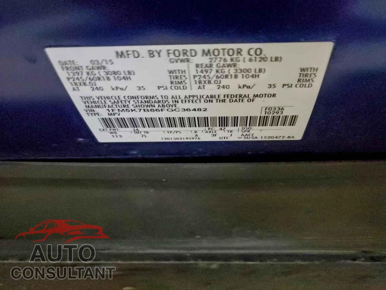 FORD EXPLORER 2015 - 1FM5K7B86FGC36482