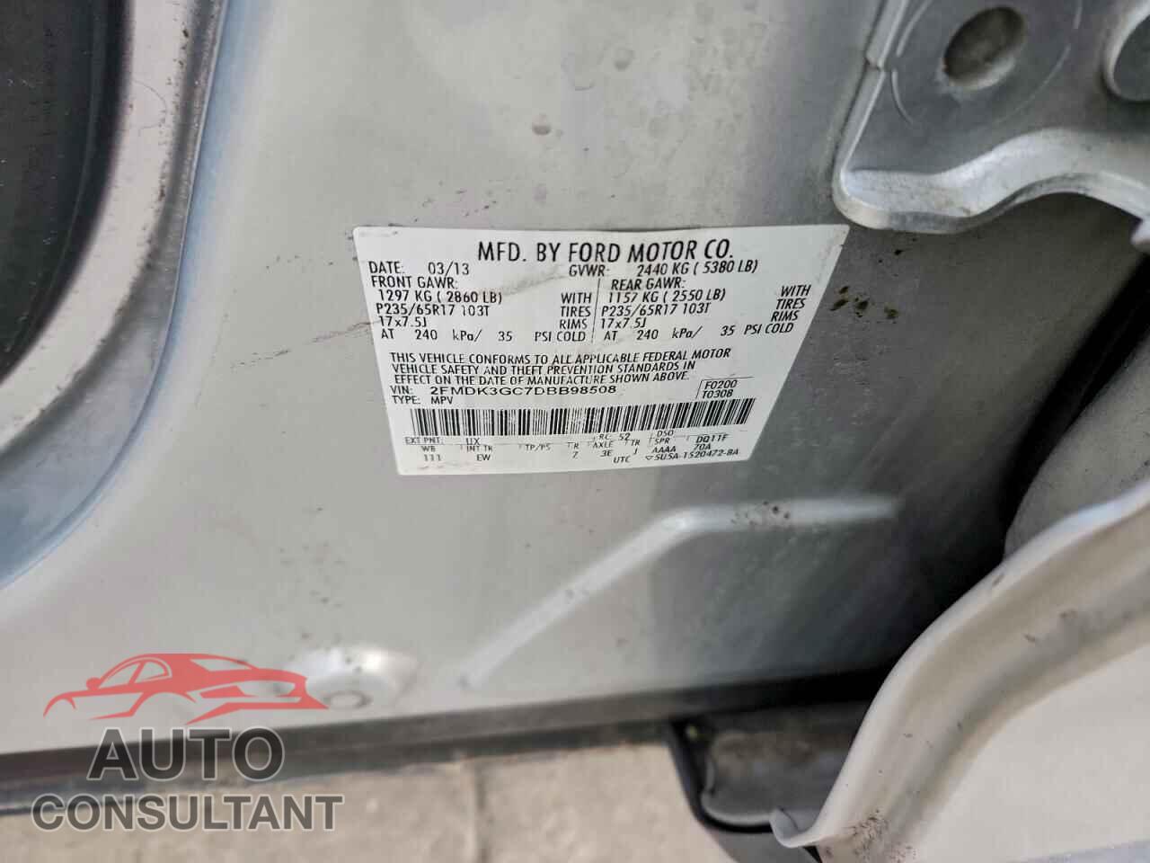 FORD EDGE 2013 - 2FMDK3GC7DBB98508