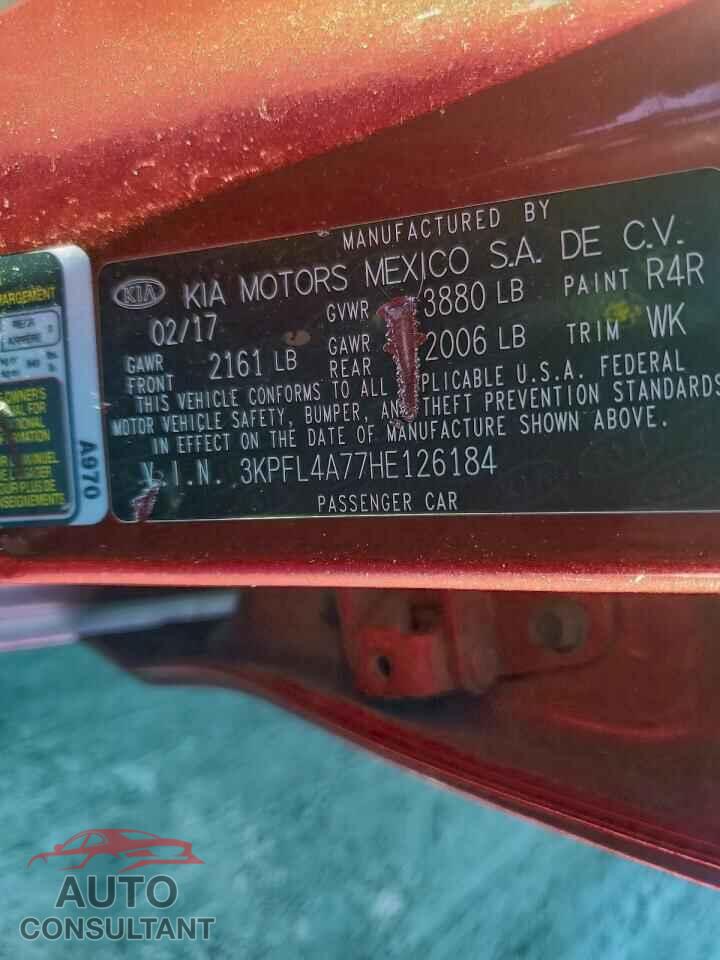 KIA FORTE 2017 - 3KPFL4A77HE126184