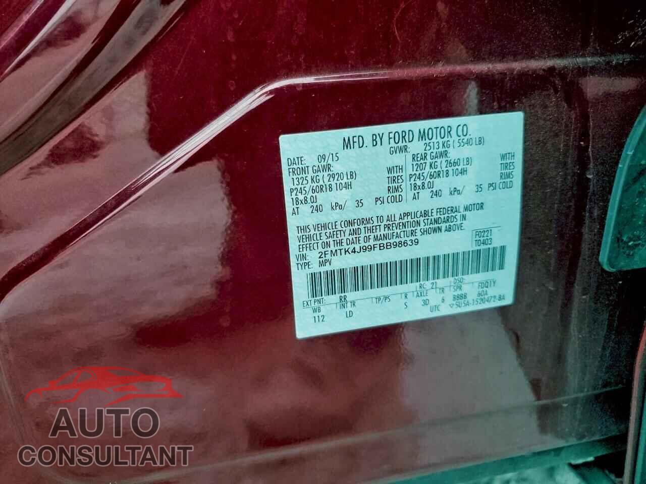 FORD EDGE 2015 - 2FMTK4J99FBB98639