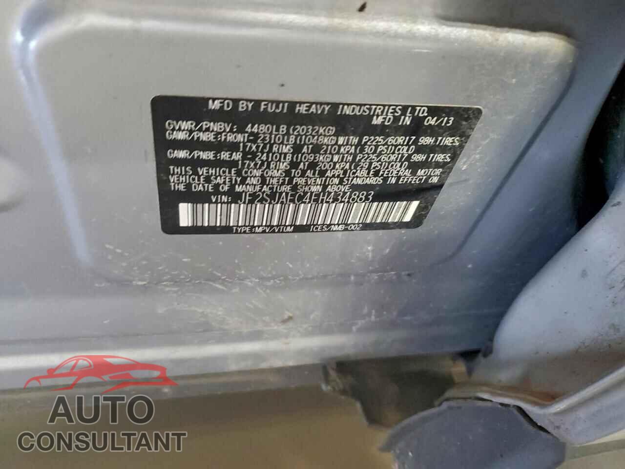 SUBARU FORESTER 2014 - JF2SJAEC4EH434883
