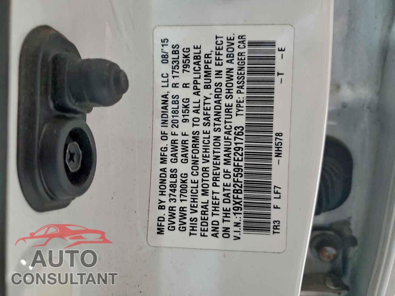 HONDA CIVIC 2015 - 19XFB2F59FE291763