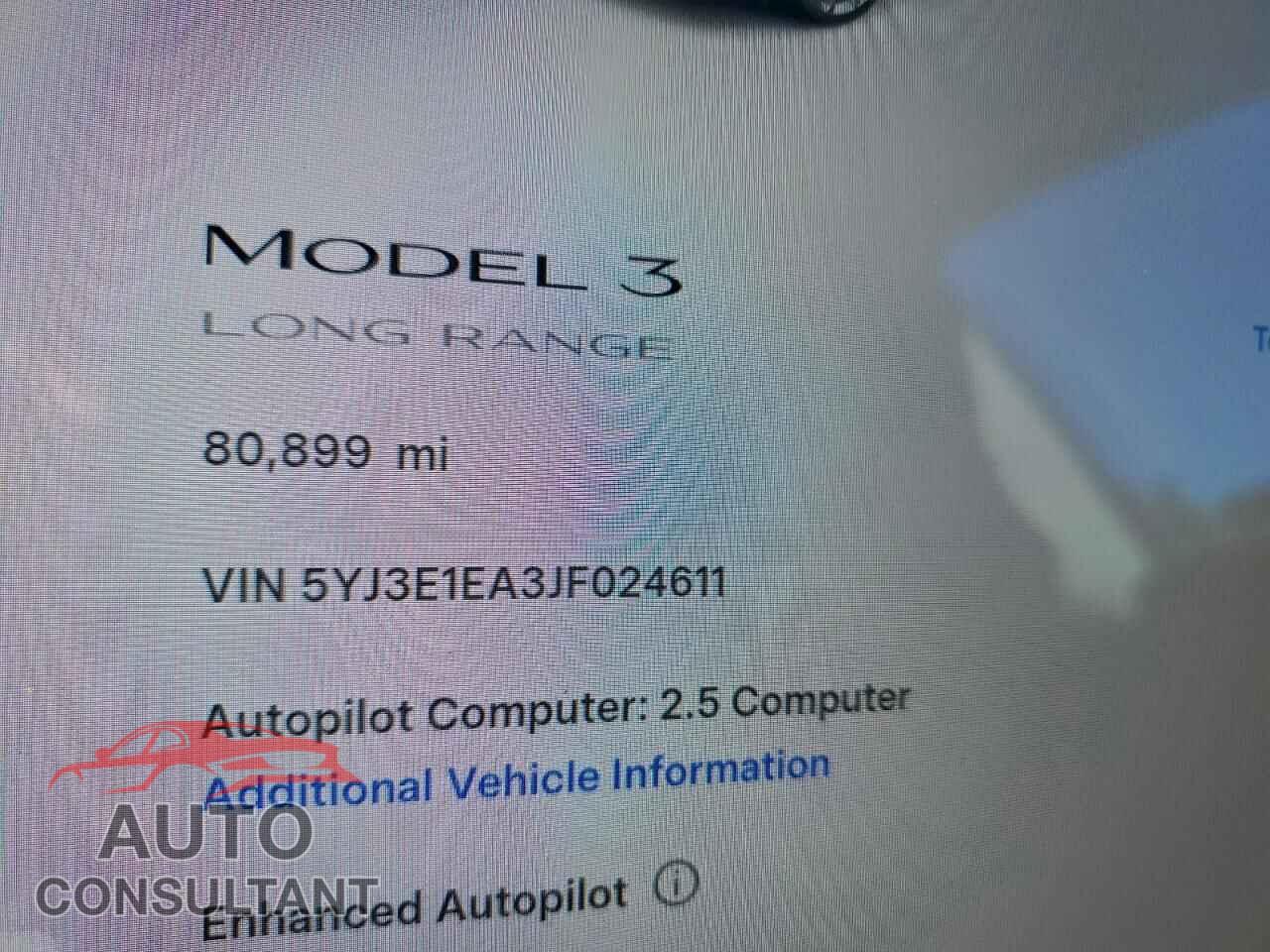 TESLA MODEL 3 2018 - 5YJ3E1EA3JF024611