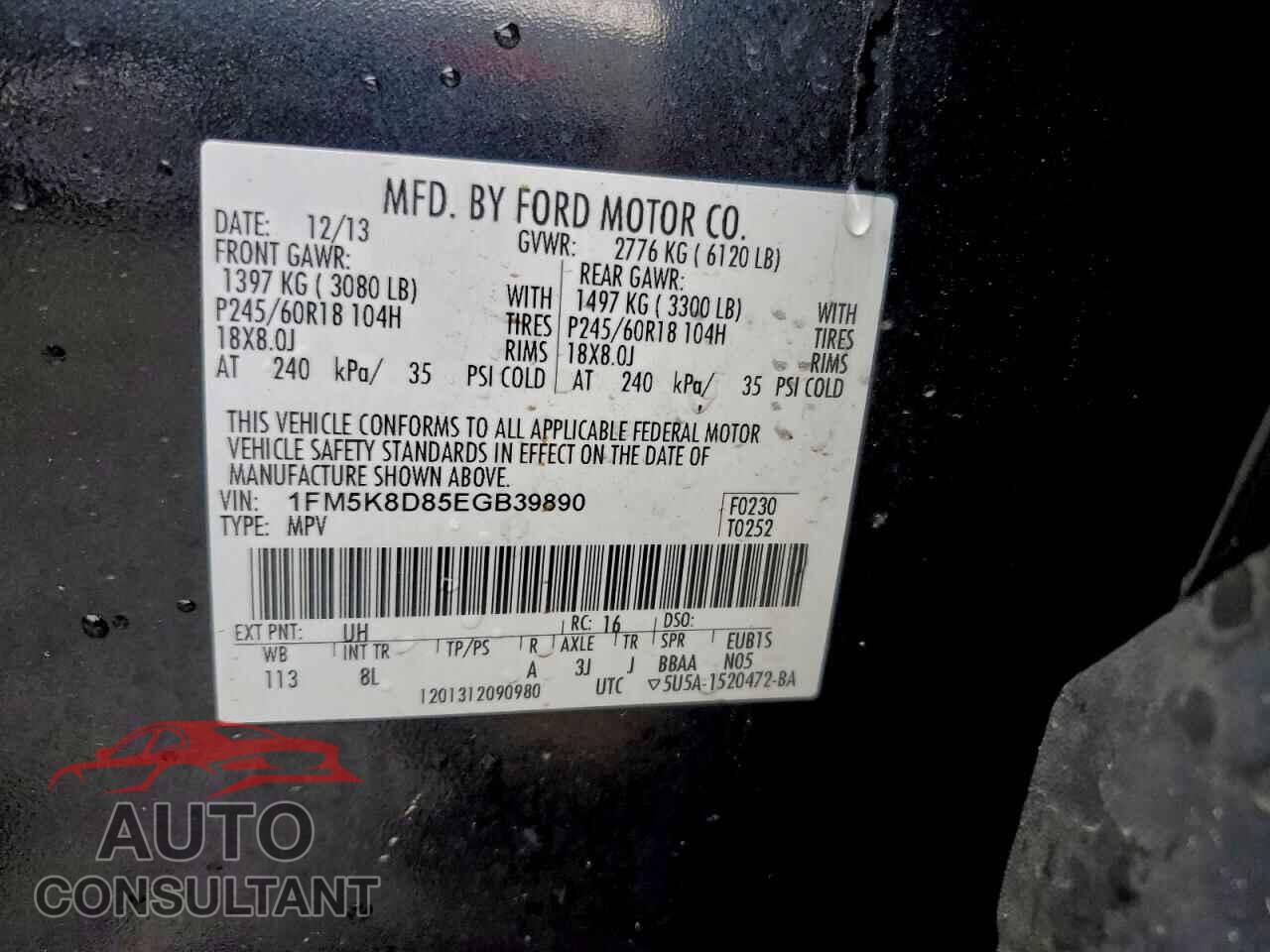 FORD EXPLORER 2014 - 1FM5K8D85EGB39890