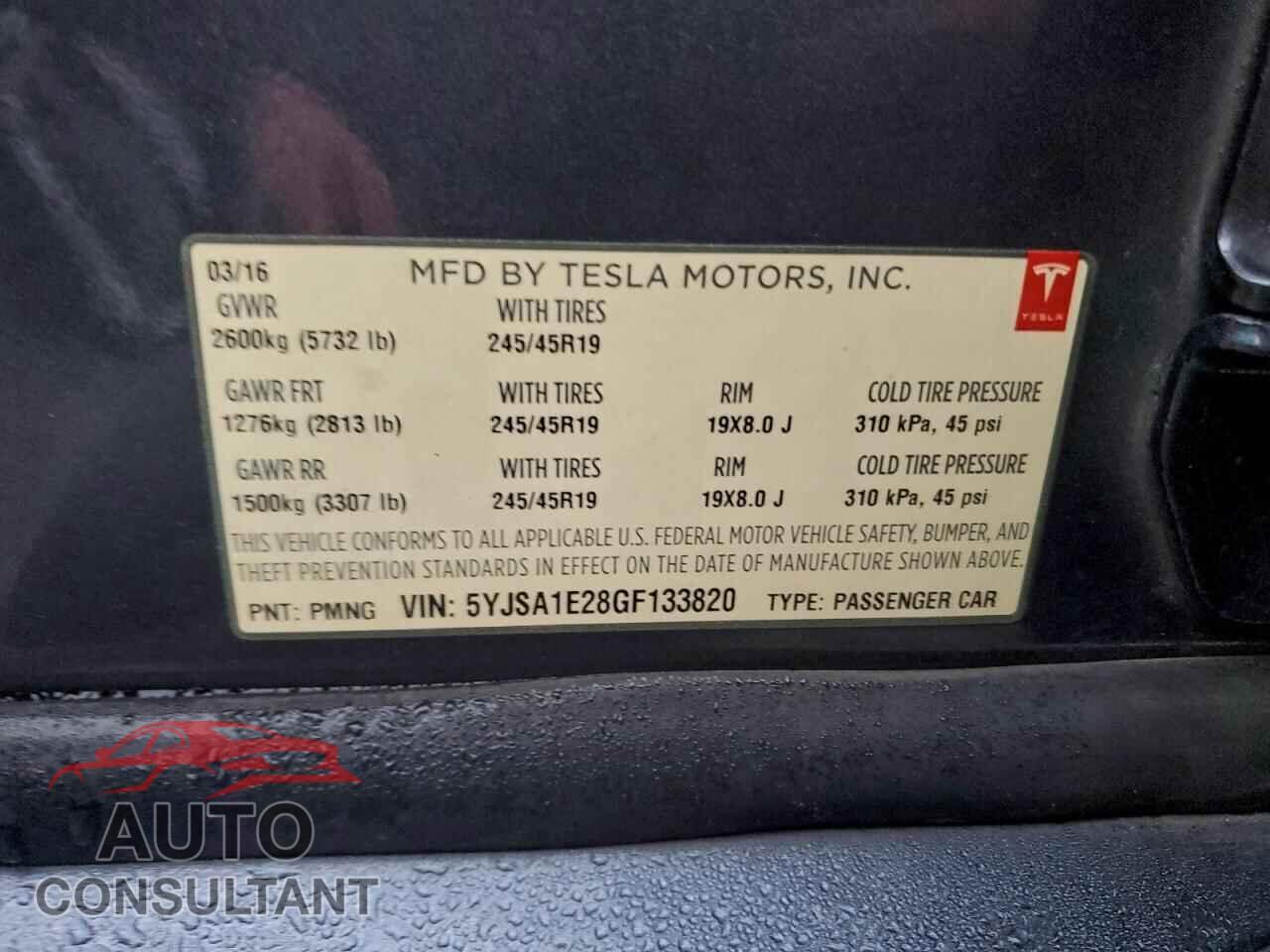 TESLA MODEL S 2016 - 5YJSA1E28GF133820
