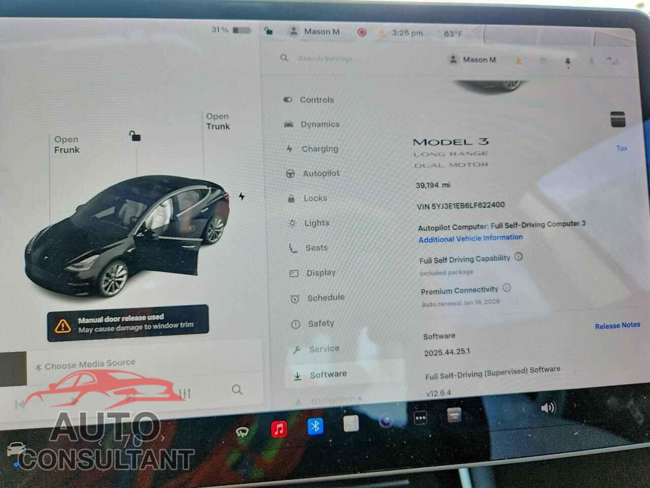 TESLA MODEL 3 2020 - 5YJ3E1EB6LF622400