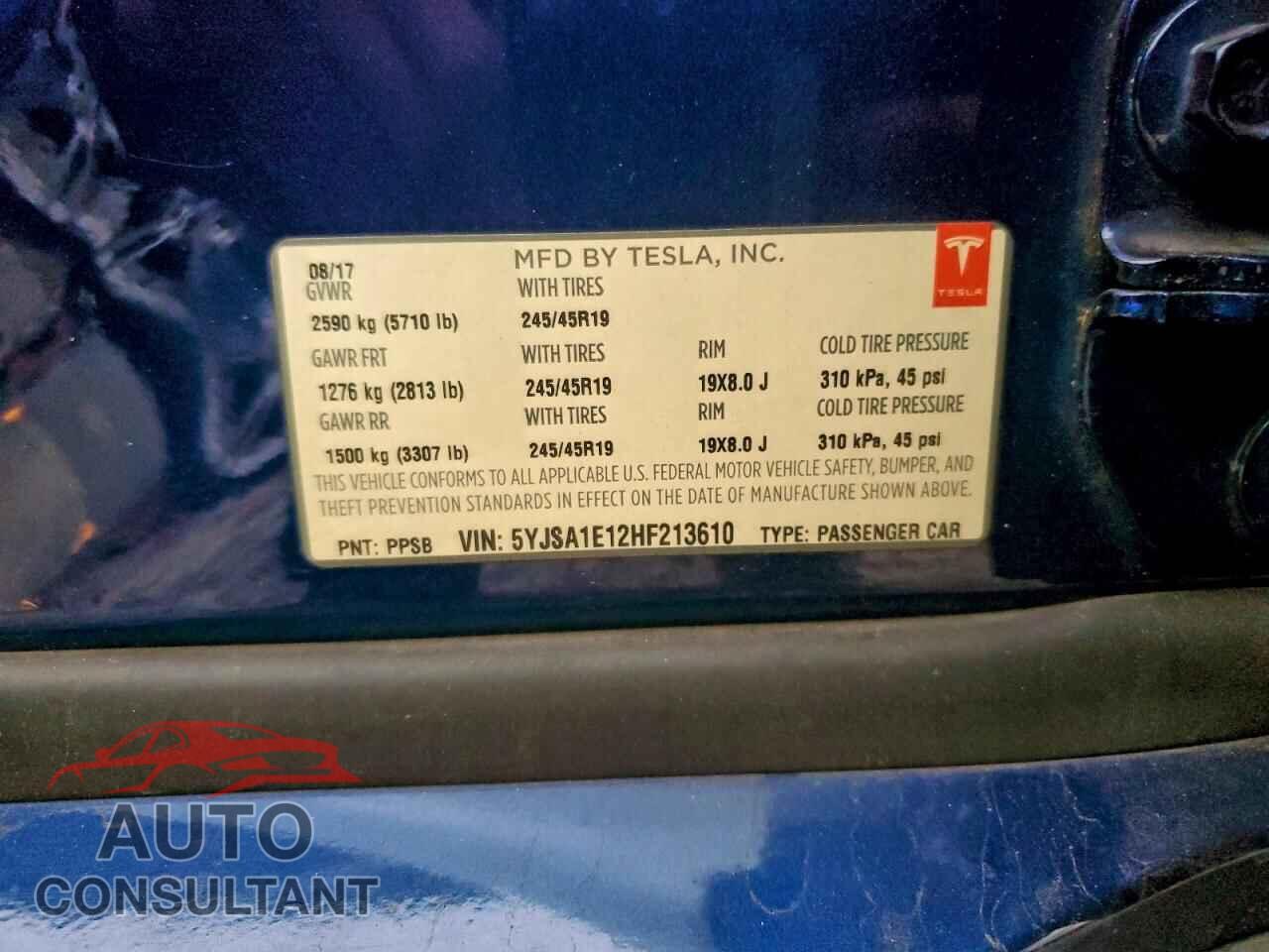 TESLA MODEL S 2017 - 5YJSA1E12HF213610