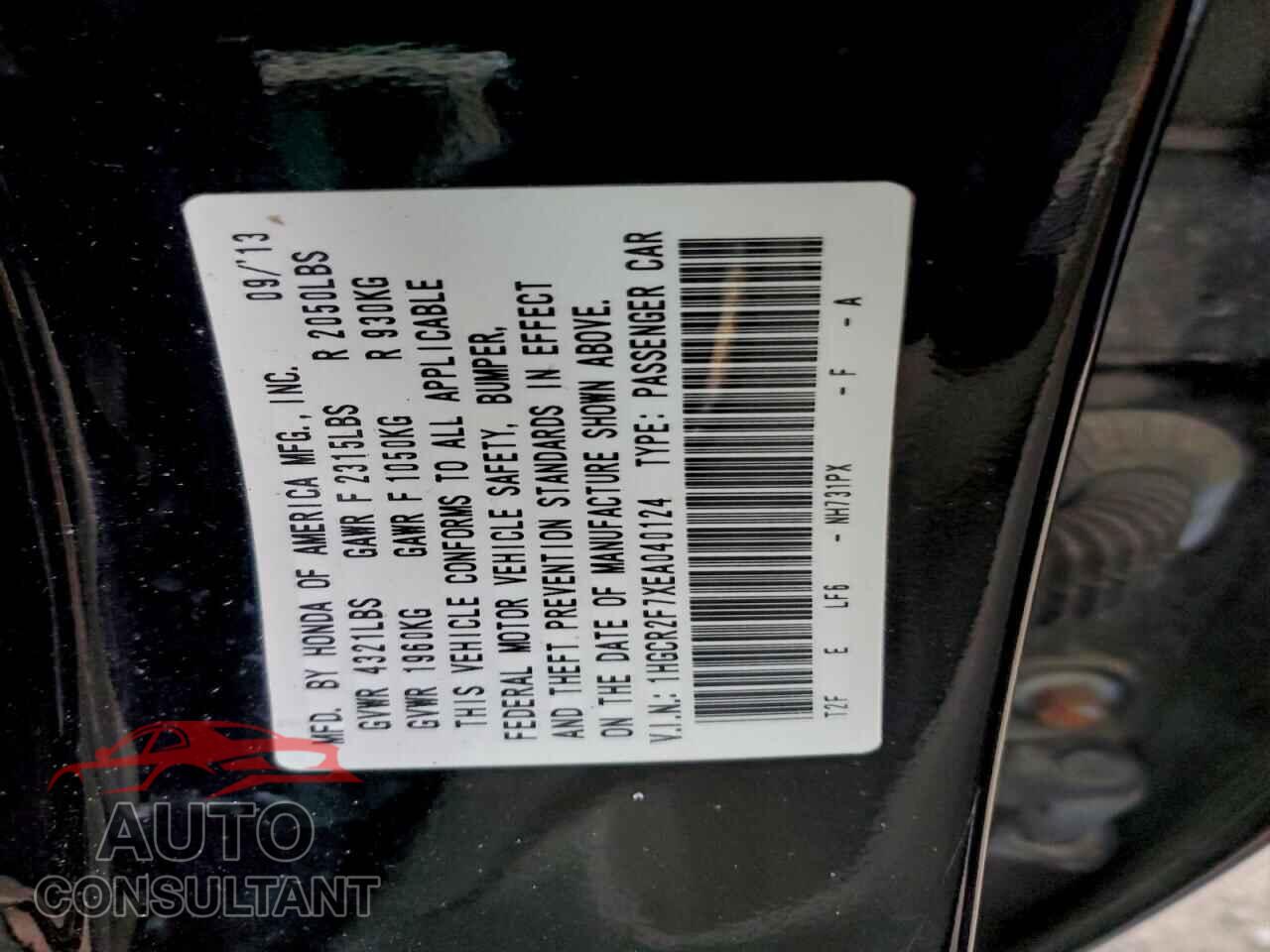 HONDA ACCORD 2014 - 1HGCR2F7XEA040124