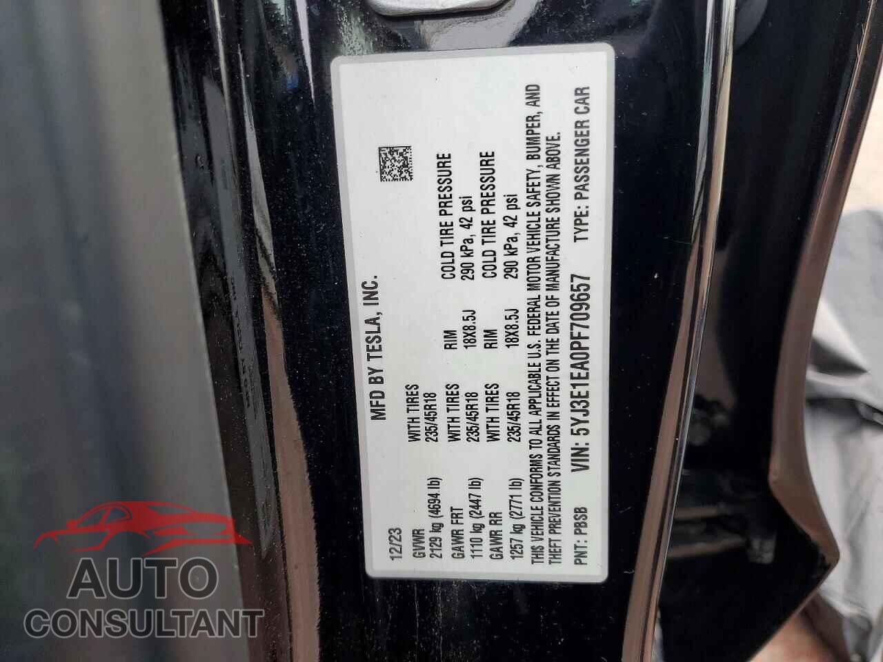 TESLA MODEL 3 2023 - 5YJ3E1EA0PF709657