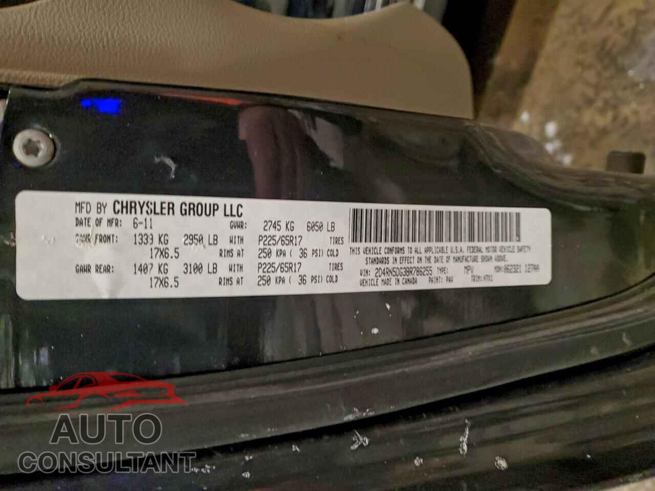 DODGE CARAVAN 2011 - 2D4RN5DG3BR786255