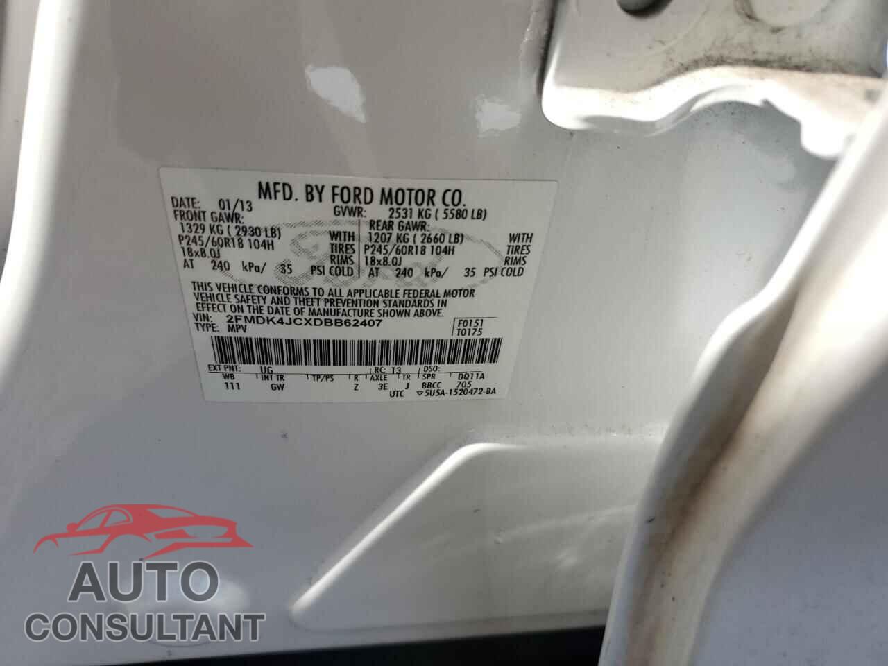 FORD EDGE 2013 - 2FMDK4JCXDBB62407