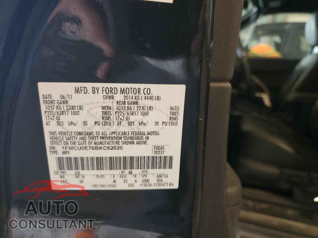 FORD ESCAPE 2011 - 1FMCU0E76BKC62020