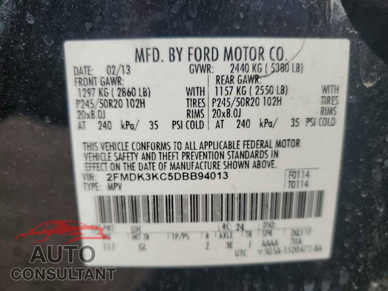 FORD EDGE 2013 - 2FMDK3KC5DBB94013