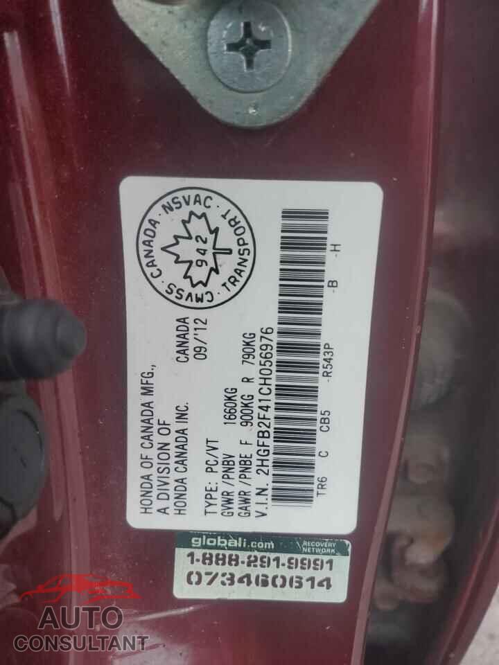 HONDA CIVIC 2012 - 2HGFB2F41CH056976