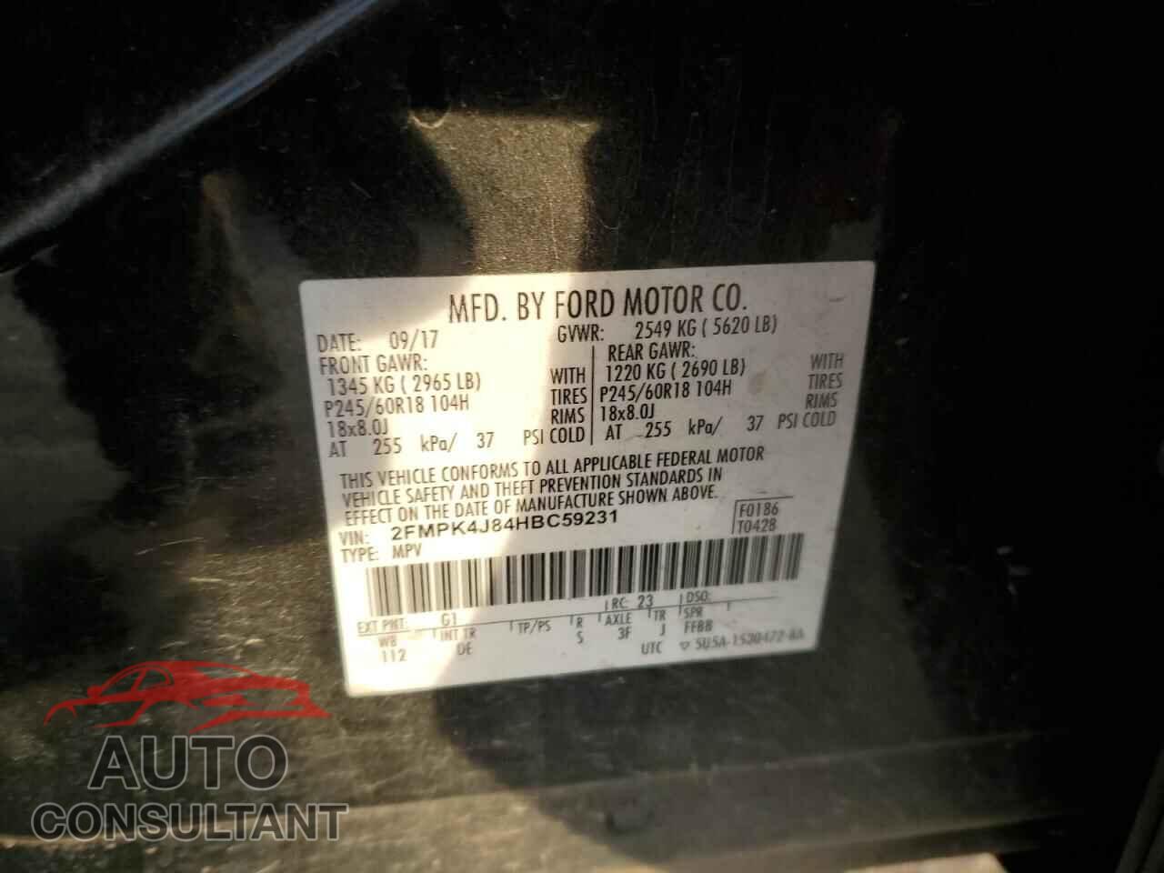 FORD EDGE 2017 - 2FMPK4J84HBC59231