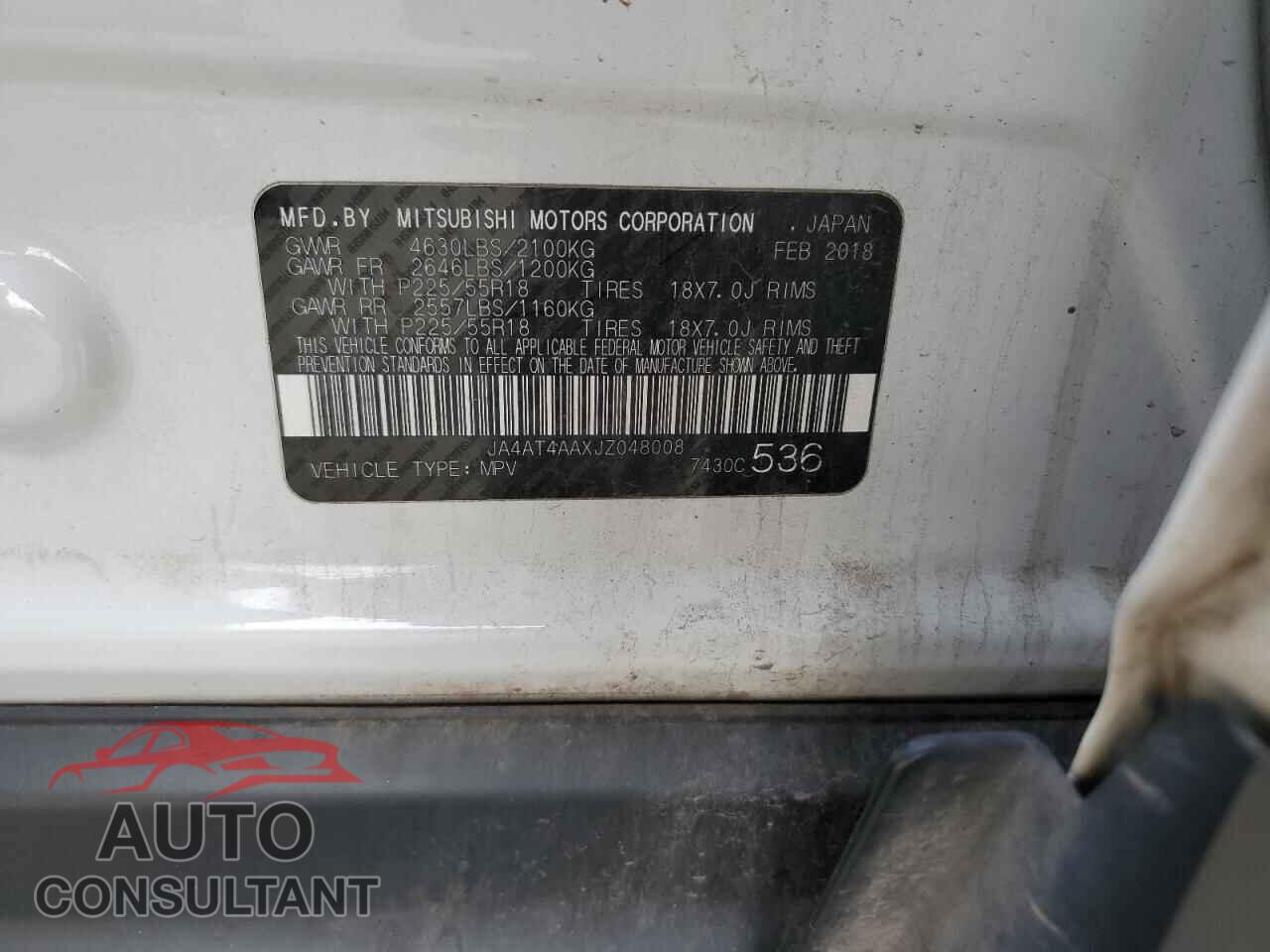 MITSUBISHI ECLIPSE 2018 - JA4AT4AAXJZ048008