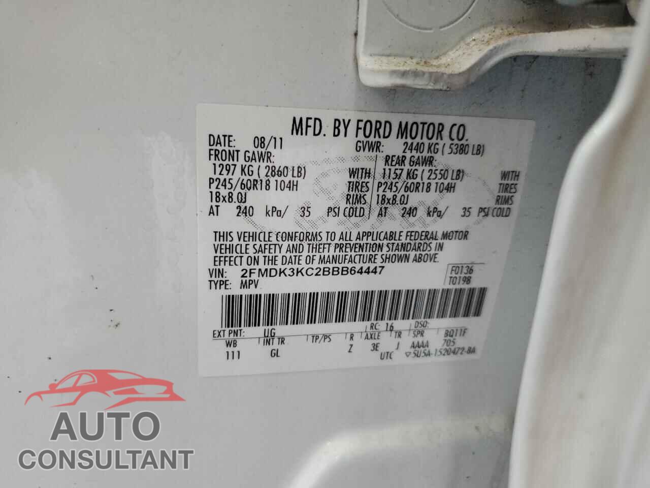 FORD EDGE 2011 - 2FMDK3KC2BBB64447