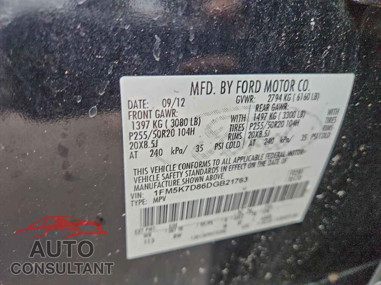 FORD EXPLORER 2013 - 1FM5K7D86DGB21763