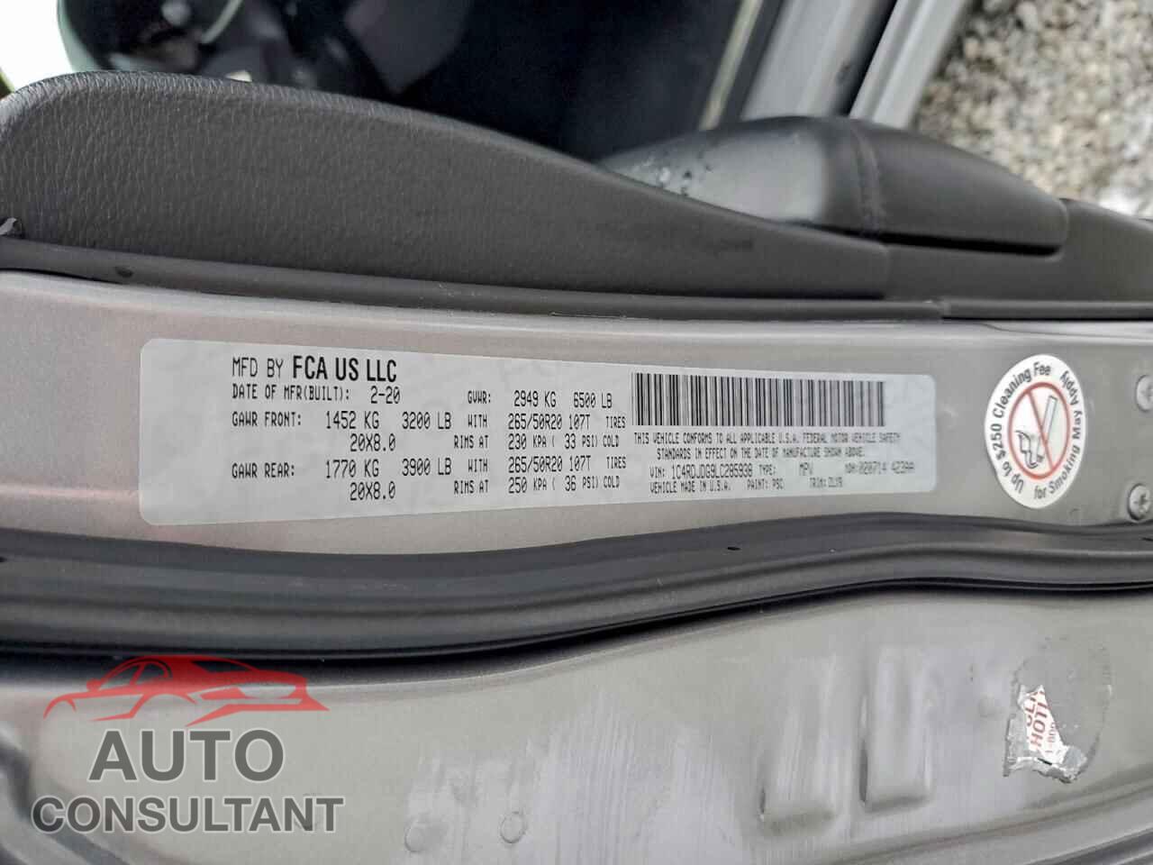 DODGE DURANGO 2020 - 1C4RDJDG9LC285938