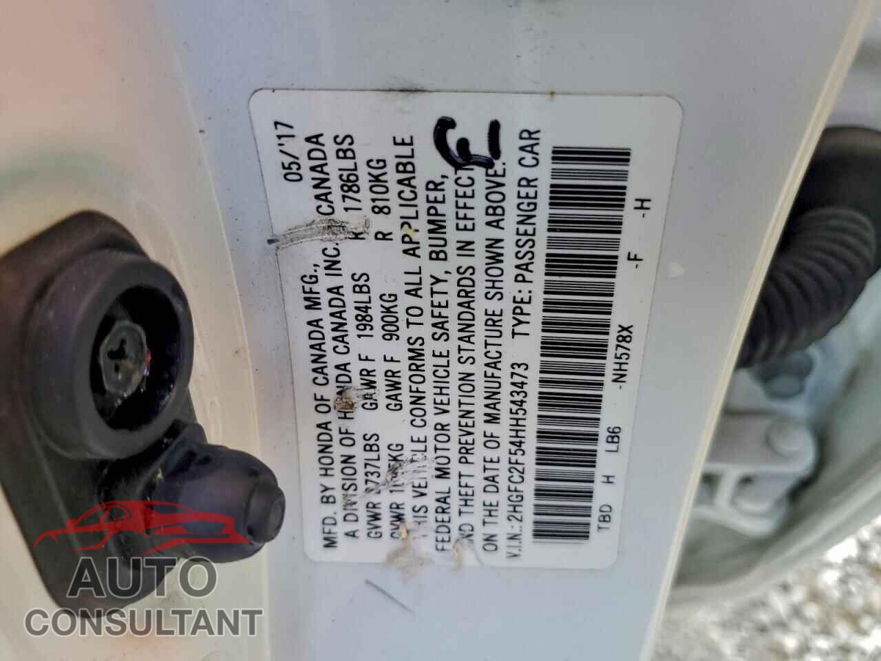 HONDA CIVIC 2017 - 2HGFC2F54HH543473