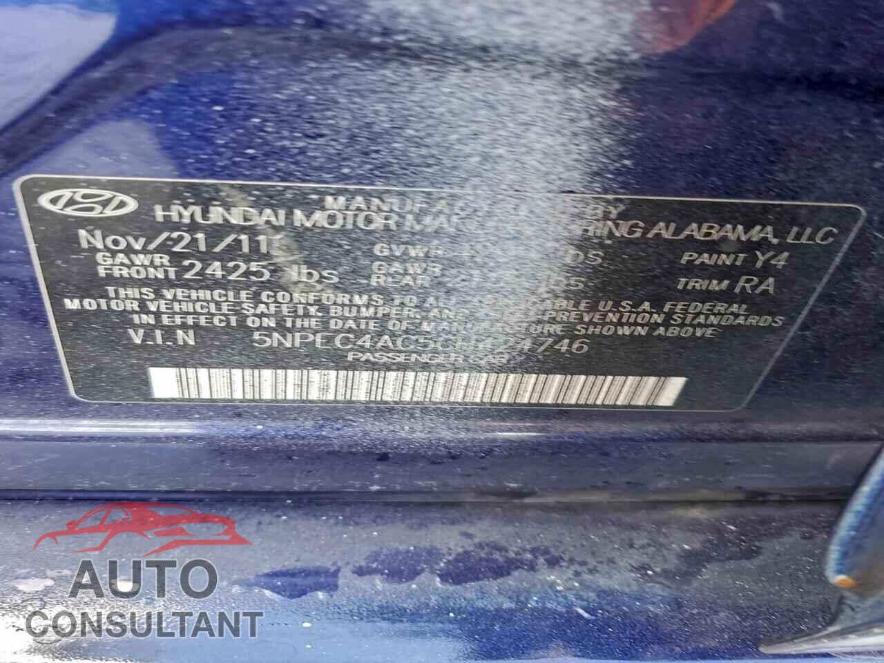 HYUNDAI SONATA 2012 - 5NPEC4AC5CH424746