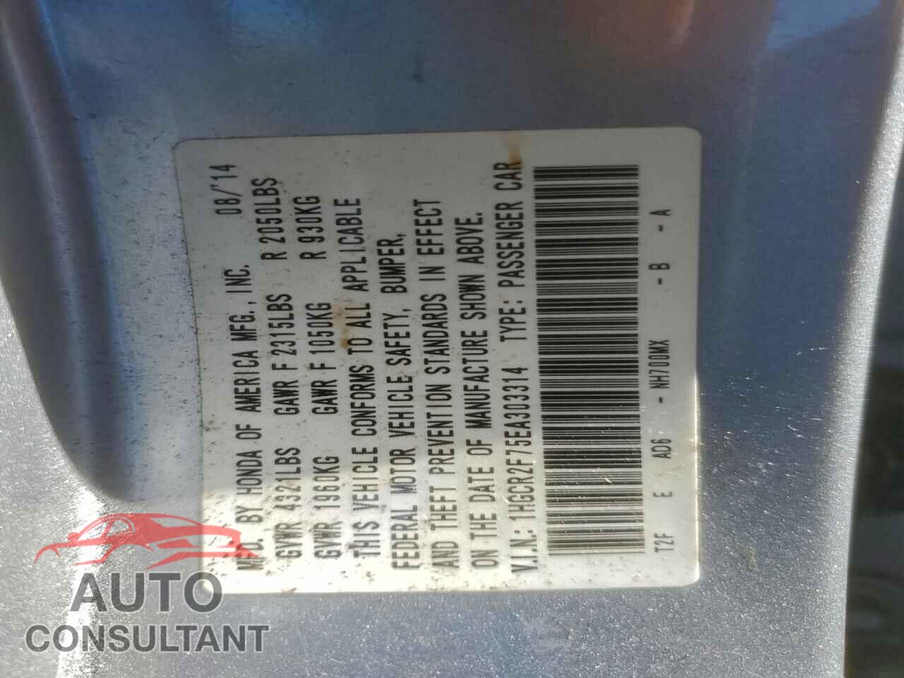 HONDA ACCORD 2014 - 1HGCR2F75EA303314