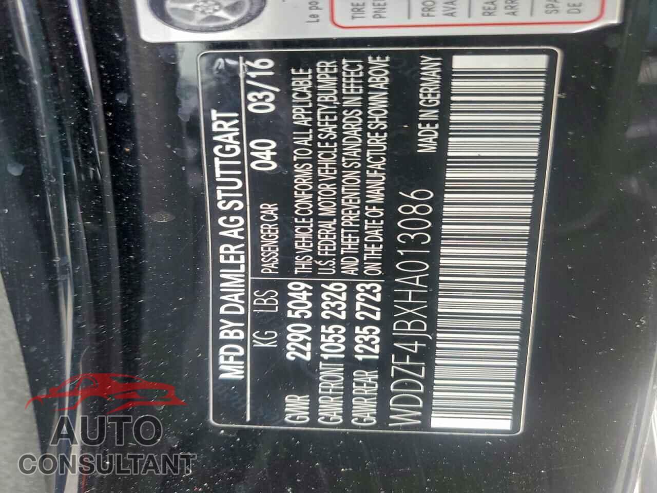 MERCEDES-BENZ E-CLASS 2017 - WDDZF4JBXHA013086