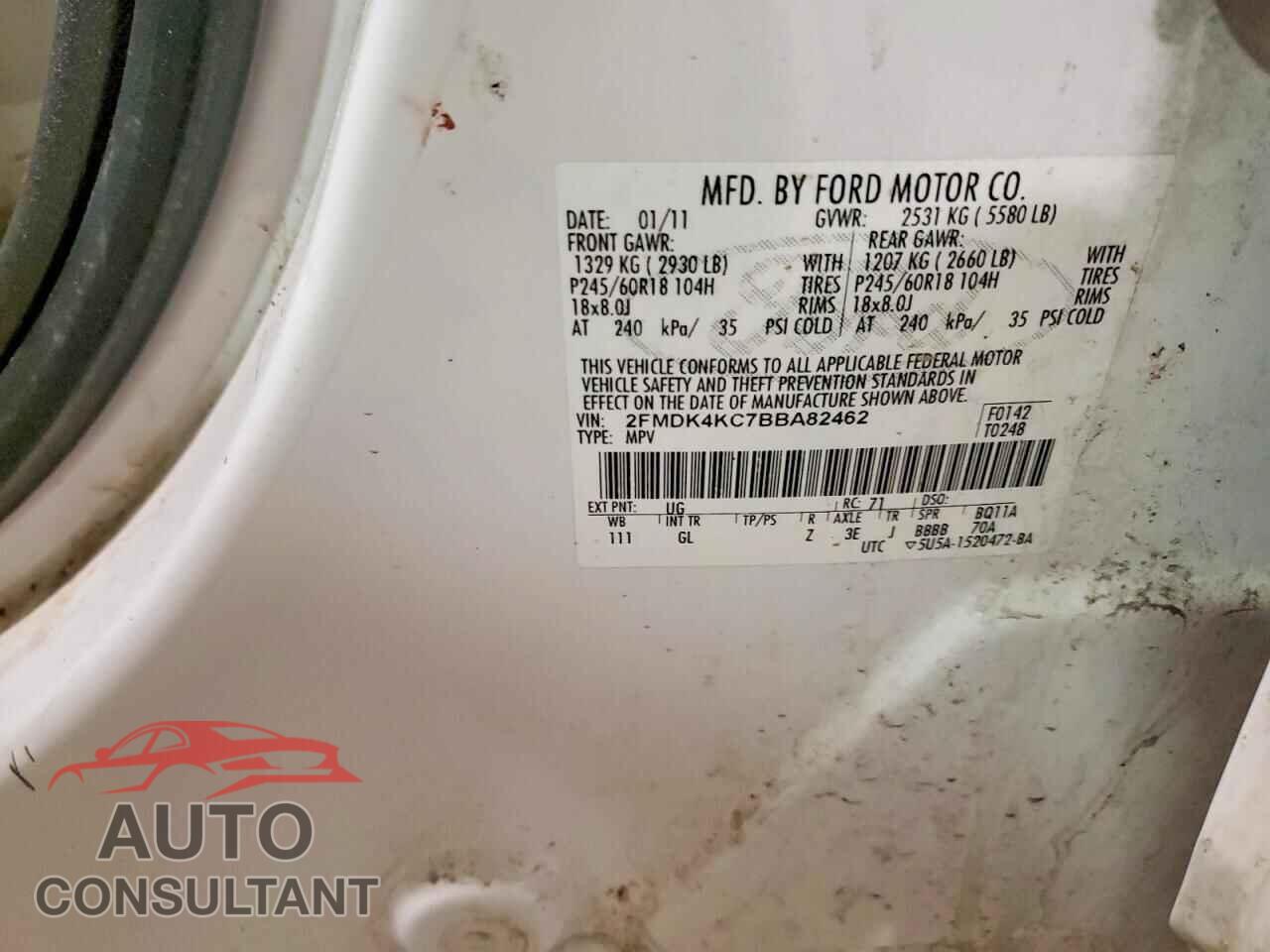 FORD EDGE 2011 - 2FMDK4KC7BBA82462