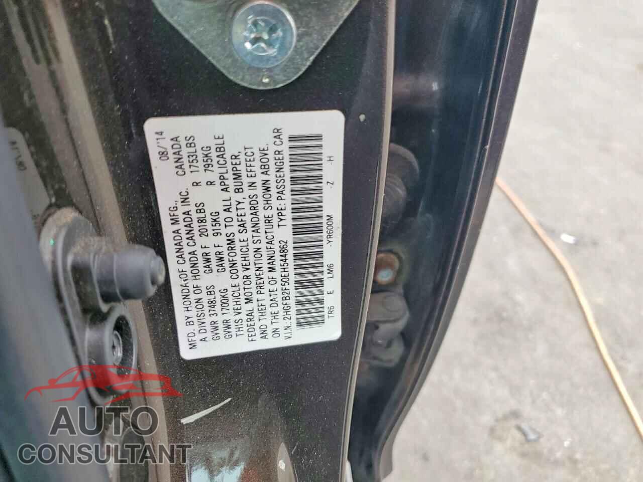 HONDA CIVIC 2014 - 2HGFB2F50EH544862