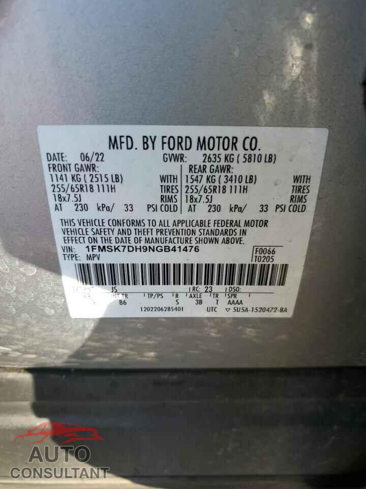 FORD EXPLORER 2022 - 1FMSK7DH9NGB41476