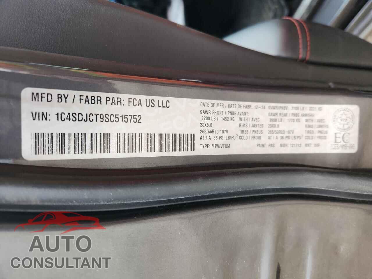 DODGE DURANGO 2025 - 1C4SDJCT9SC515752