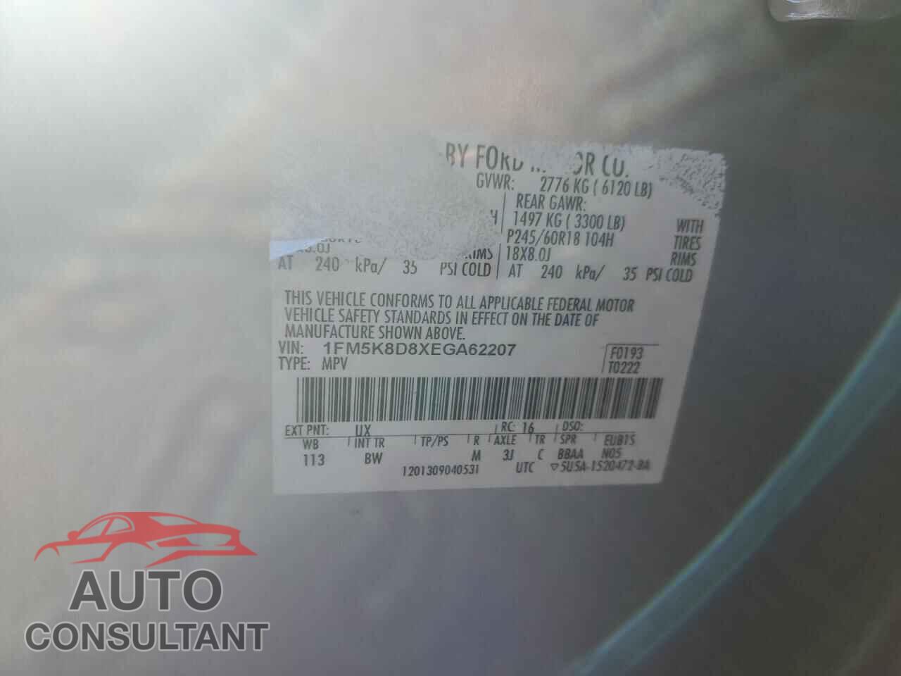 FORD EXPLORER 2014 - 1FM5K8D8XEGA62207