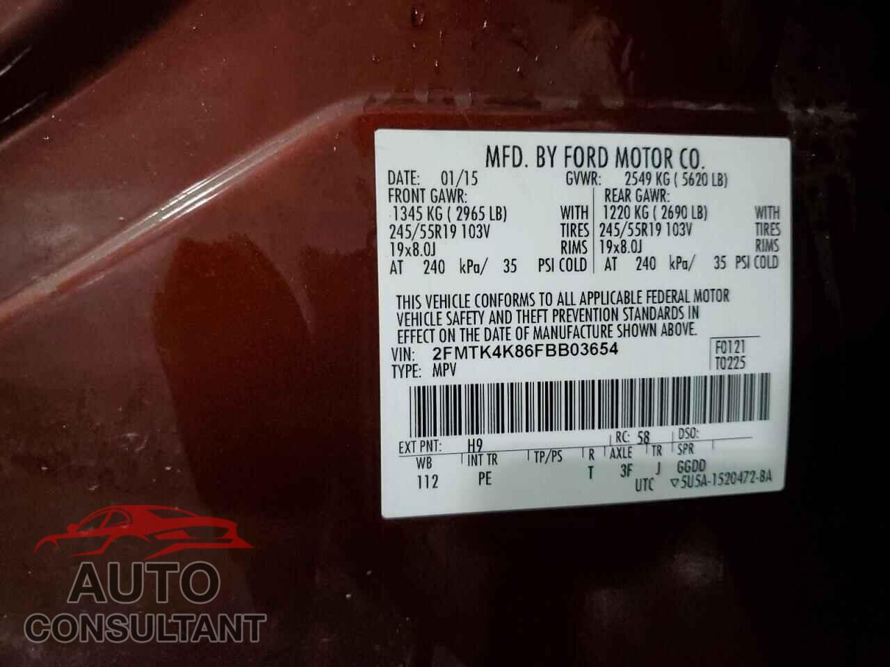 FORD EDGE 2015 - 2FMTK4K86FBB03654