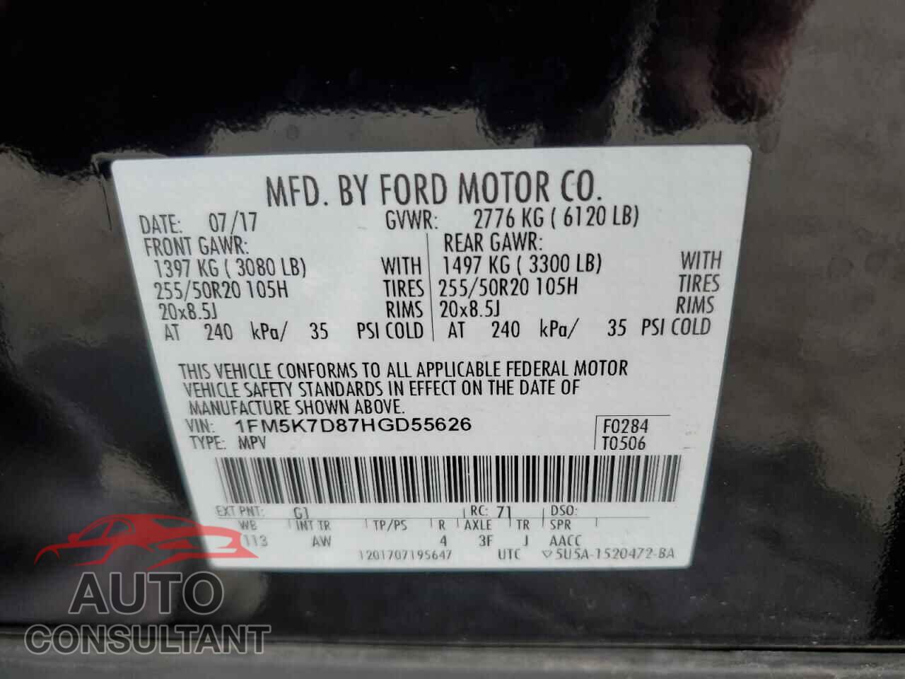 FORD EXPLORER 2017 - 1FM5K7D87HGD55626