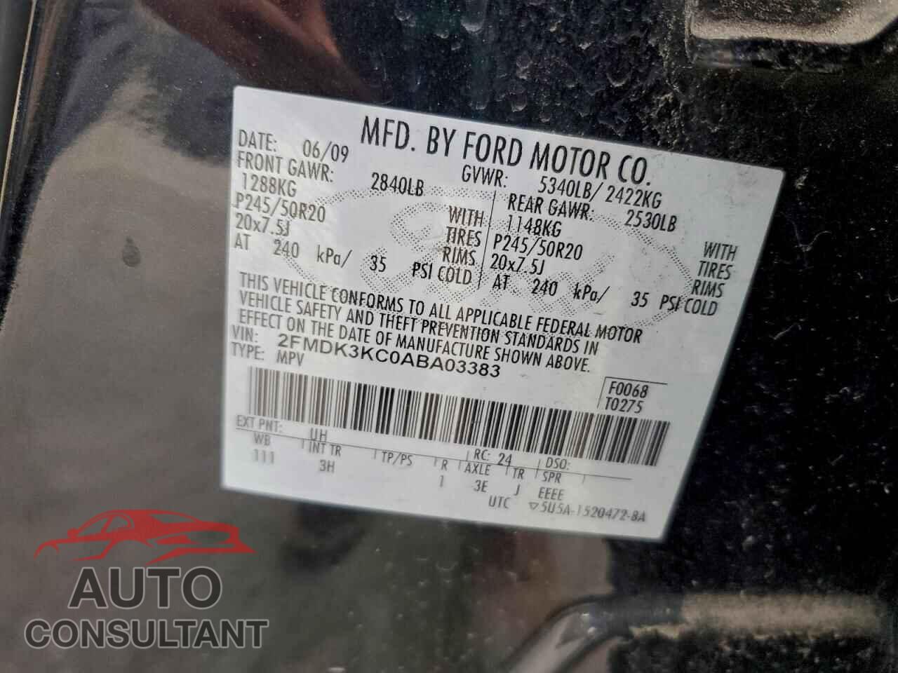 FORD EDGE 2010 - 2FMDK3KC0ABA03383