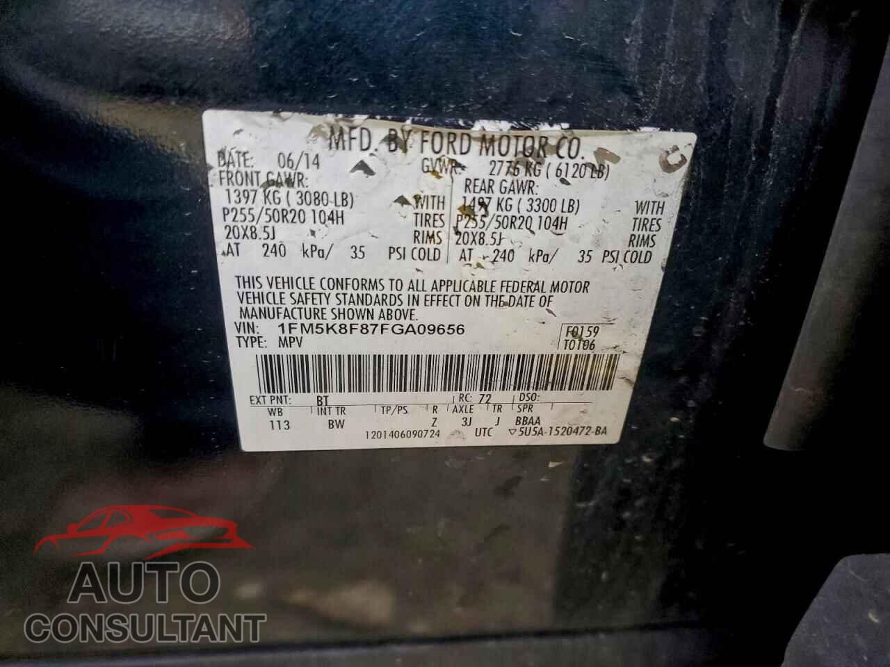 FORD EXPLORER 2015 - 1FM5K8F87FGA09656