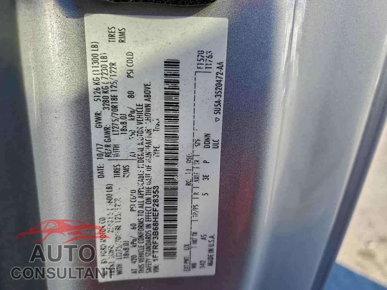 FORD F350 2017 - 1FTRF3B68HEF28358