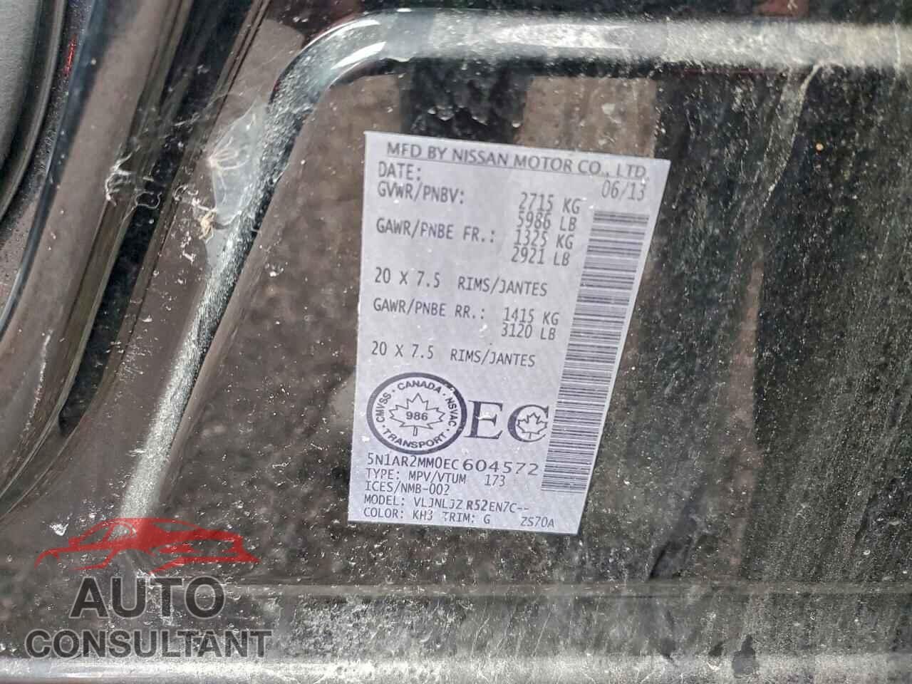 NISSAN PATHFINDER 2014 - 5N1AR2MM0EC604572